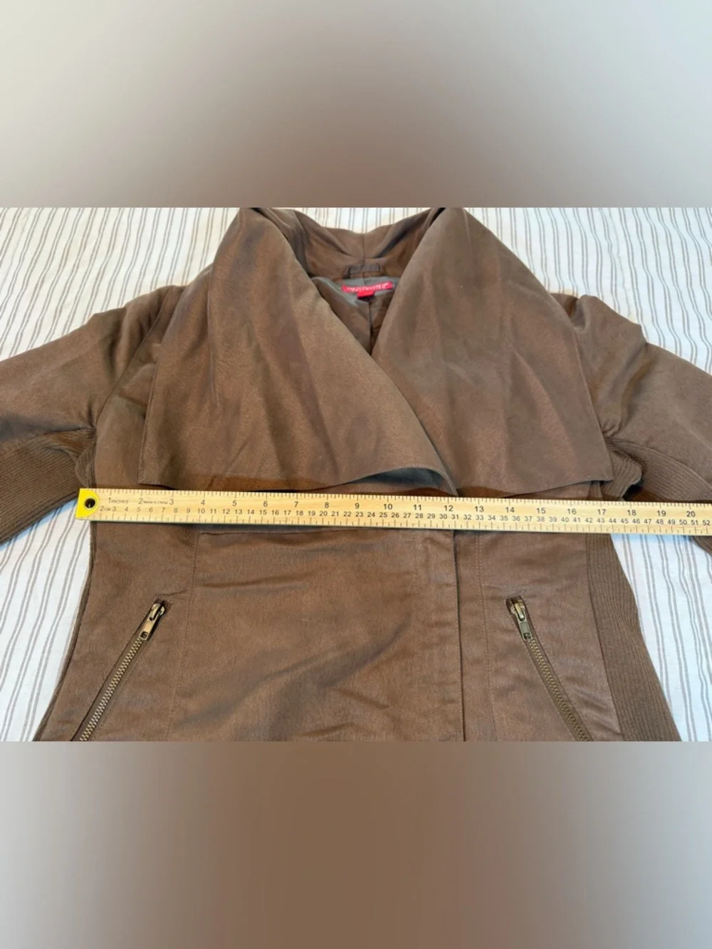 New York & Company Collection Asymmetrical Faux Suede Brown Jacket Size M - Picture 5 of 14